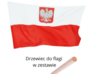 Flaga państwowa z godłem Bandera POLSKA 112x70 cm z drzewcem