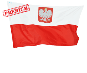 Flaga państwowa z godłem Bandera POLSKA 112x70 cm Premium