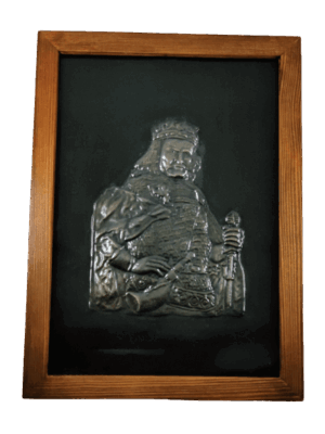 Król Polski Władysław Łokietek obraz miedziany 33x24cm