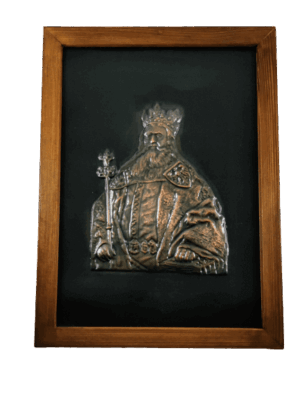 Król Polski Kazimierz Wielki obraz miedziany 33x24cm