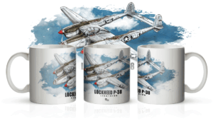 Kubek z samolotem Lockheed P-38 Lightning
