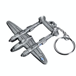 Brelok metalowy lockheed p-38 lightning – myśliwiec z dwoma kadłubami